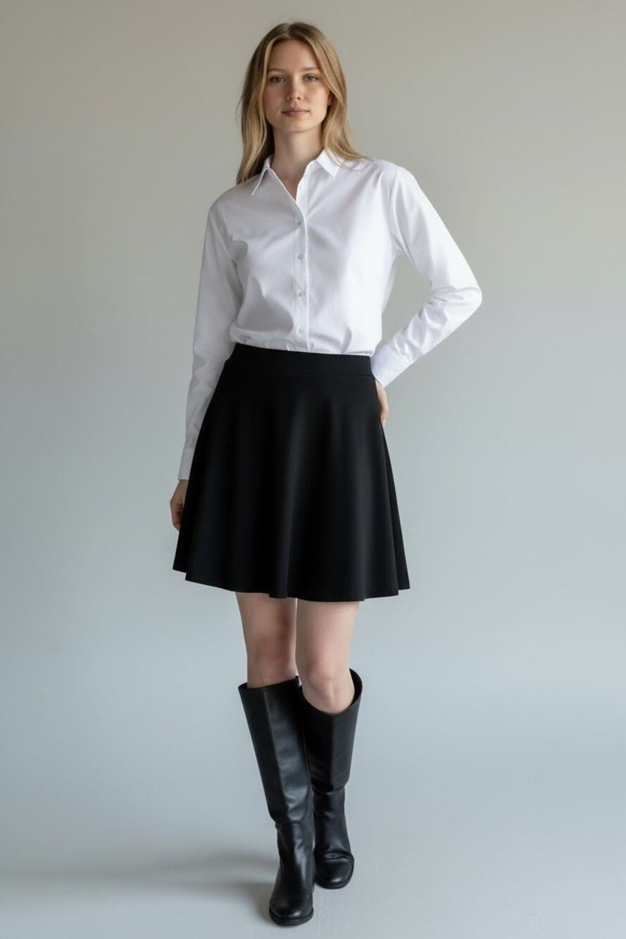 Alfani Size 10 Black Elastic Waist Flared Knit Stretch Mini Skirt Minimalist